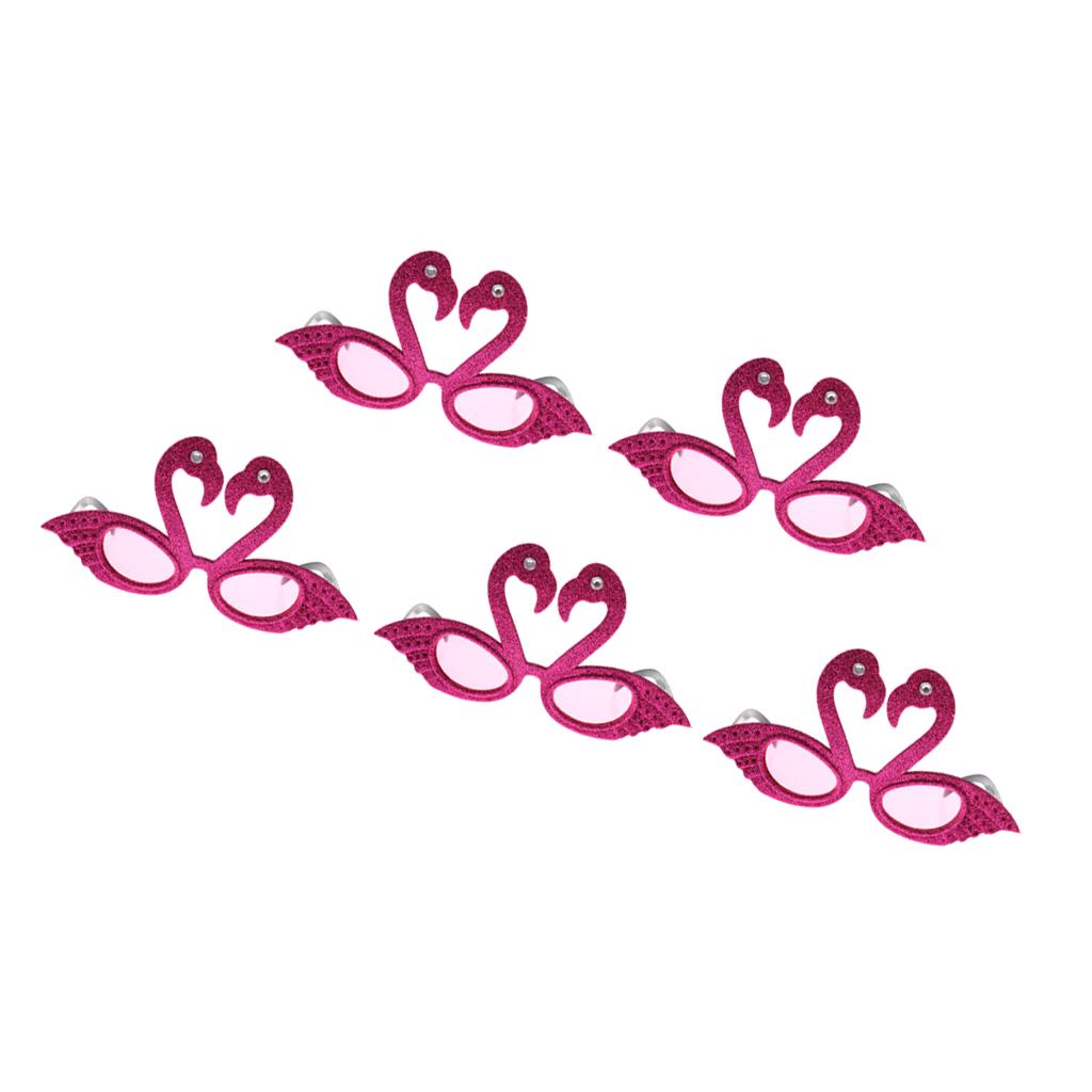 5pieces Hawaiian Tropical Glitter Flamingo Party Glasses Fancy Dress Up