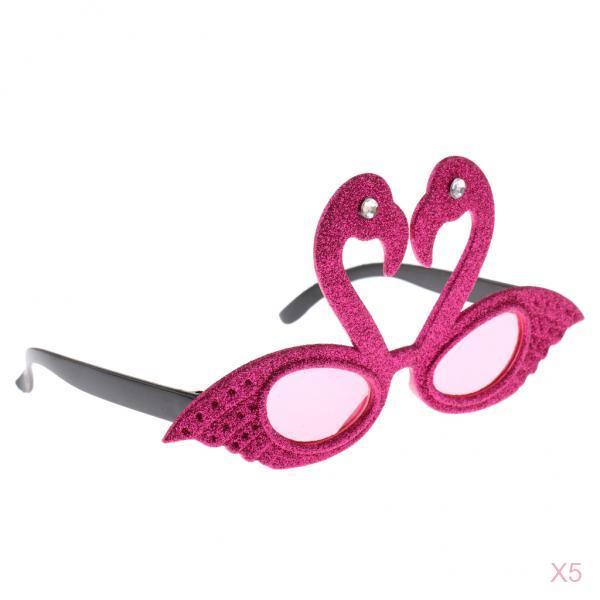 5pieces Hawaiian Tropical Glitter Flamingo Party Glasses Fancy Dress Up