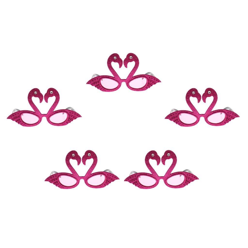 5pieces Hawaiian Tropical Glitter Flamingo Party Glasses Fancy Dress Up