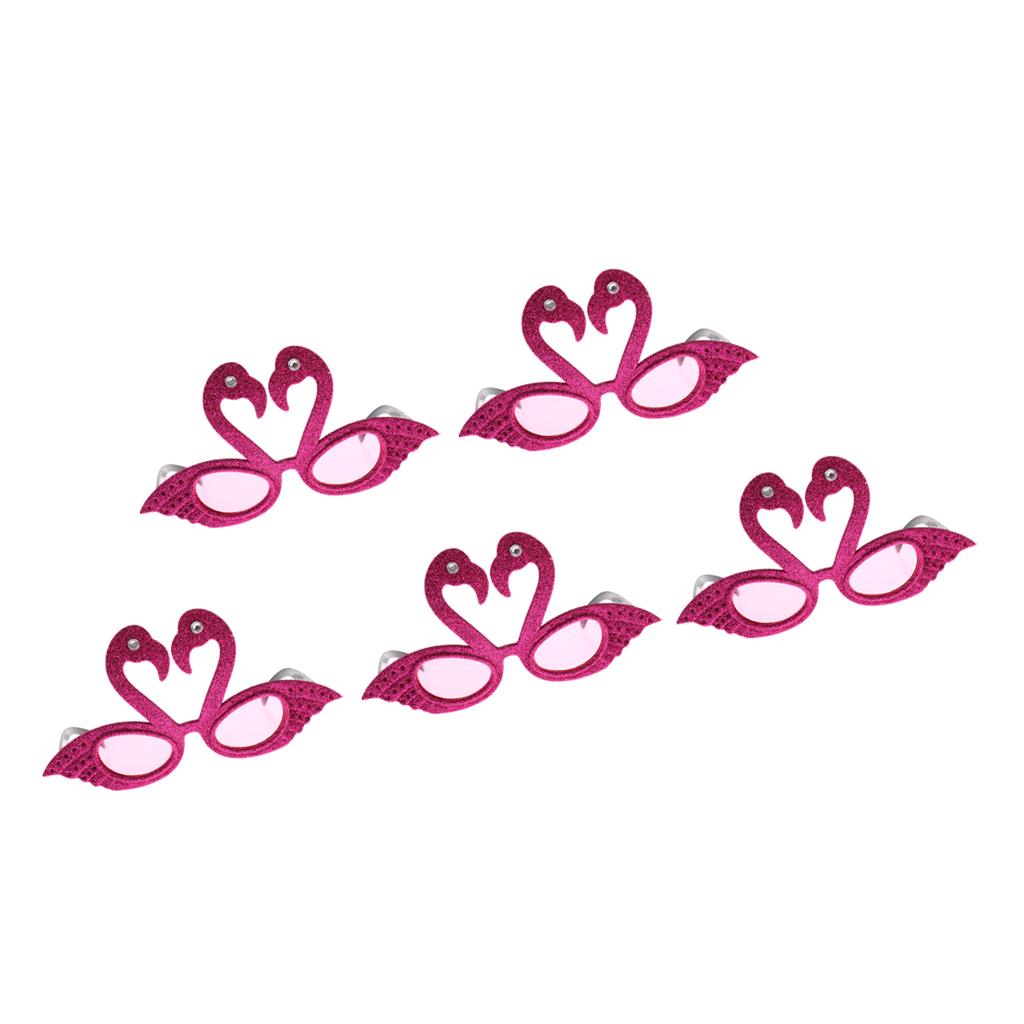 5pieces Hawaiian Tropical Glitter Flamingo Party Glasses Fancy Dress Up