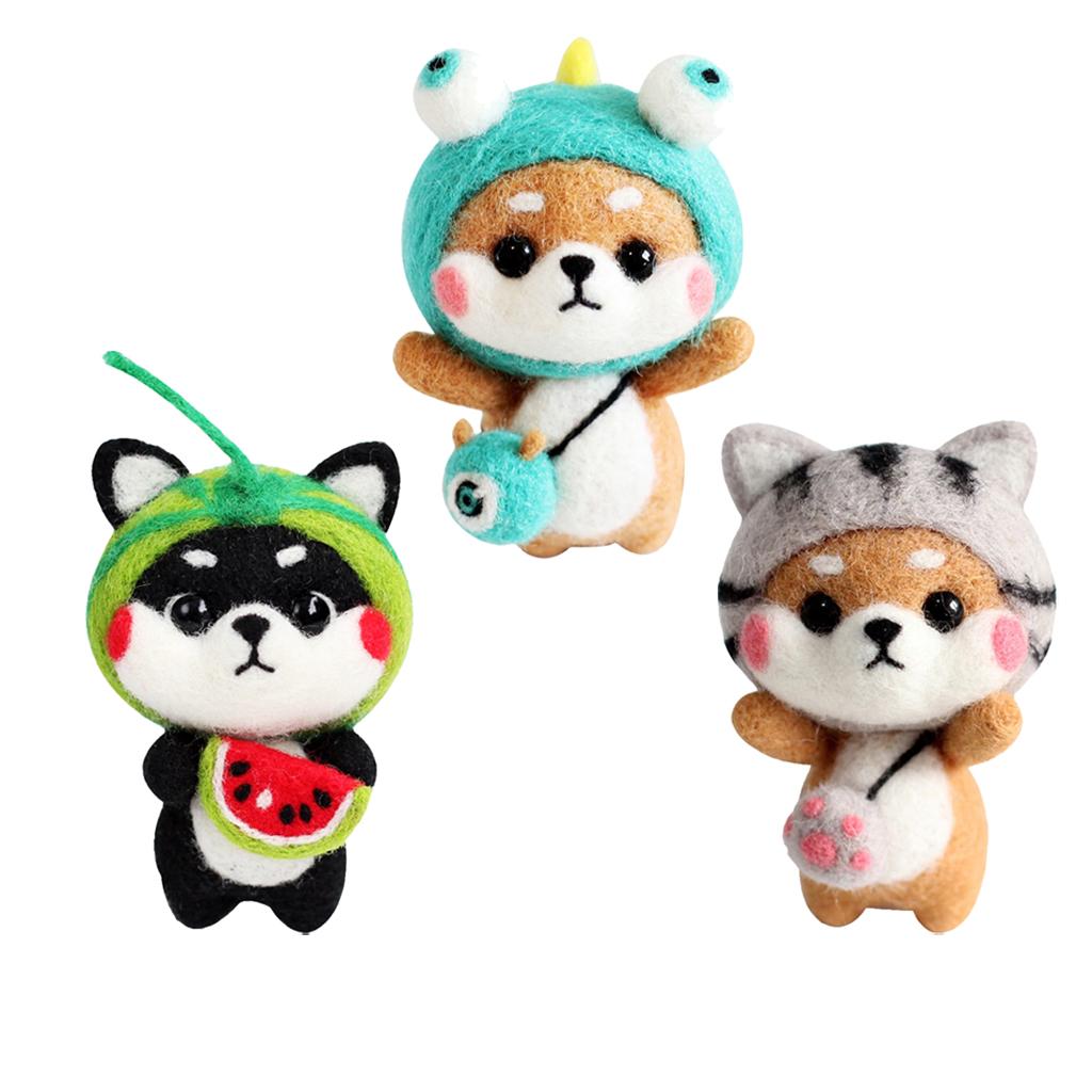 3 Set Shiba Inu Dog Needle Felting Kit with Basic Tools and Tutorials