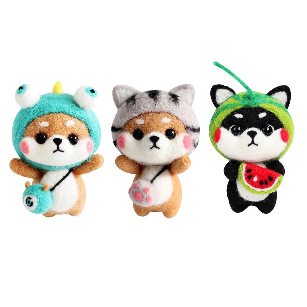 3 Set Shiba Inu Dog Needle Felting Kit with Basic Tools and Tutorials