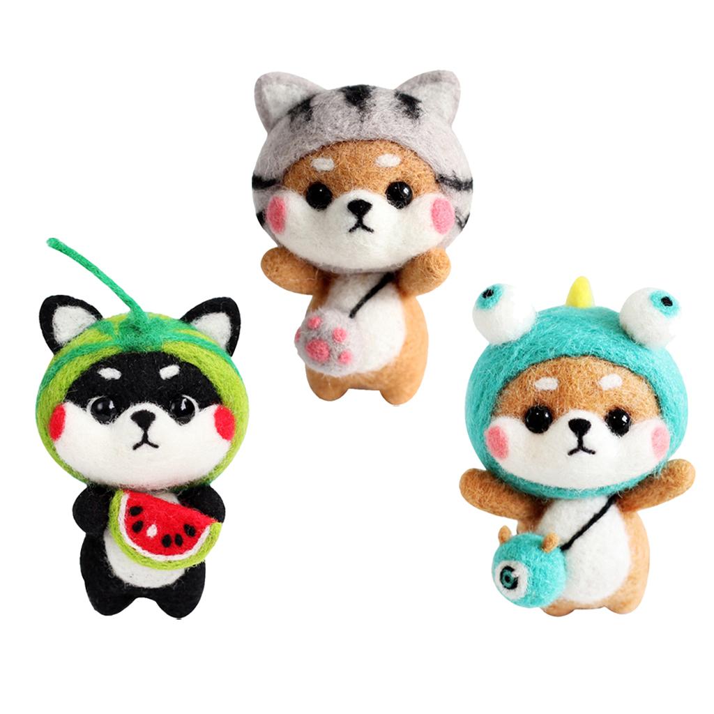 3 Set Shiba Inu Dog Needle Felting Kit with Basic Tools and Tutorials