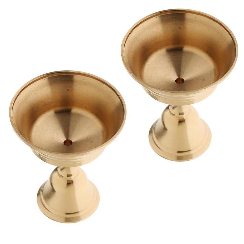 2 Piece Copper Candle Holder Ghee Lamp Holder Tibetan Brass Oil Lamp Caliber