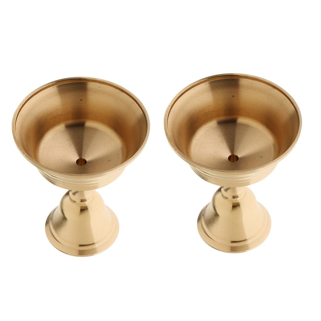 2 Piece Copper Candle Holder Ghee Lamp Holder Tibetan Brass Oil Lamp Caliber