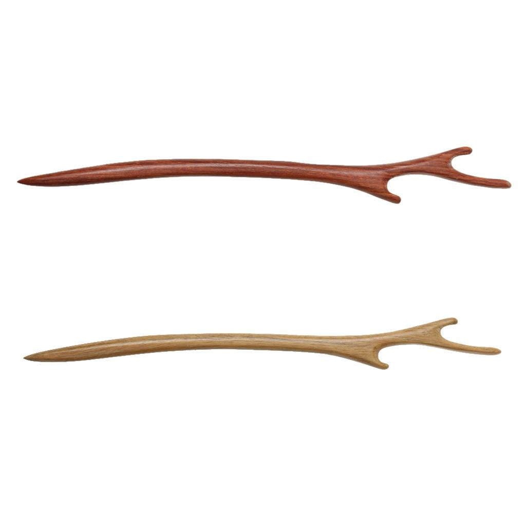 2pcs Vintage Wood Antler Hair Sticks Handmade Hairpin Chignon Pin Accessory