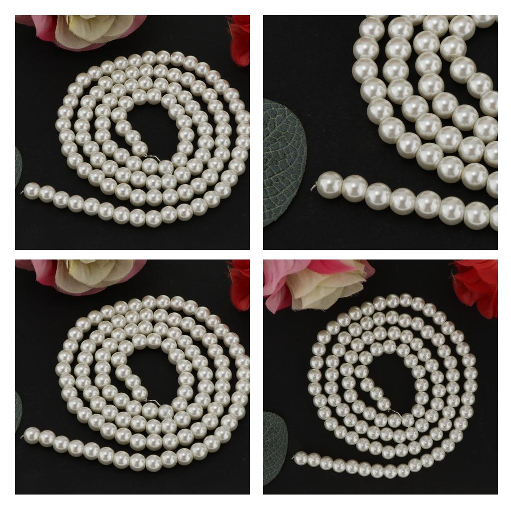 5 Package New DIY Glass Loose Round Imitation Pearl Beads Strand Off white