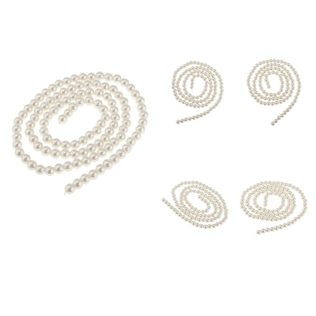 5 Package New DIY Glass Loose Round Imitation Pearl Beads Strand Off white
