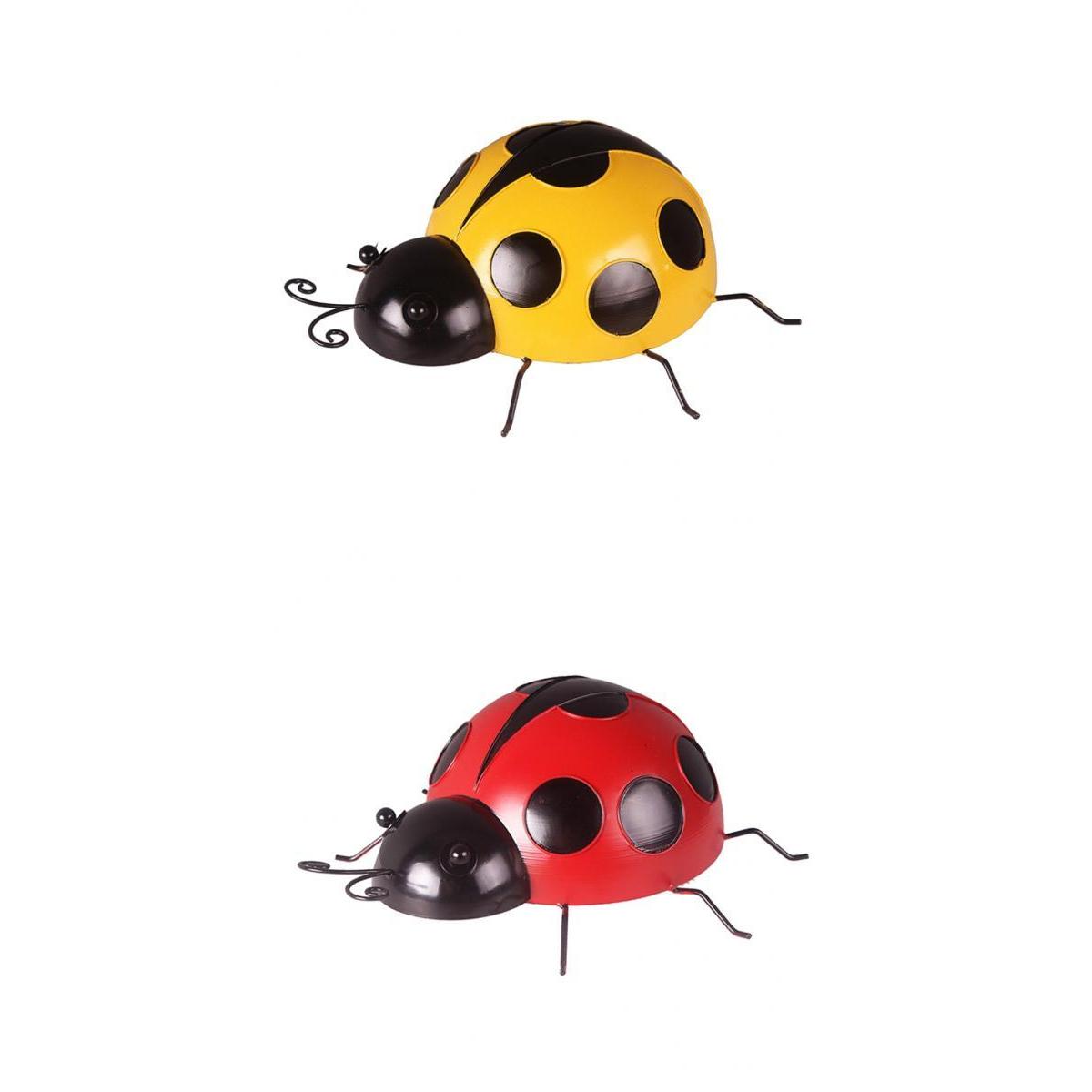 2Pcs Iron Ladybug Wall Hanging Figurines Miniatures Statue Garden Lawn 9cm