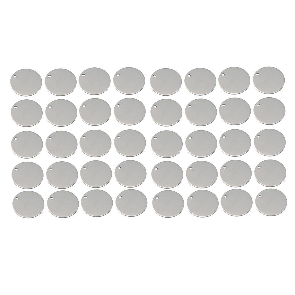 40x Round Stainless Steel Tag Findings Pet Identification Metal Blanks 10mm