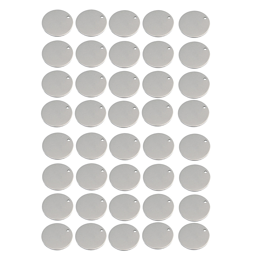 40x Round Stainless Steel Tag Findings Pet Identification Metal Blank 15mm