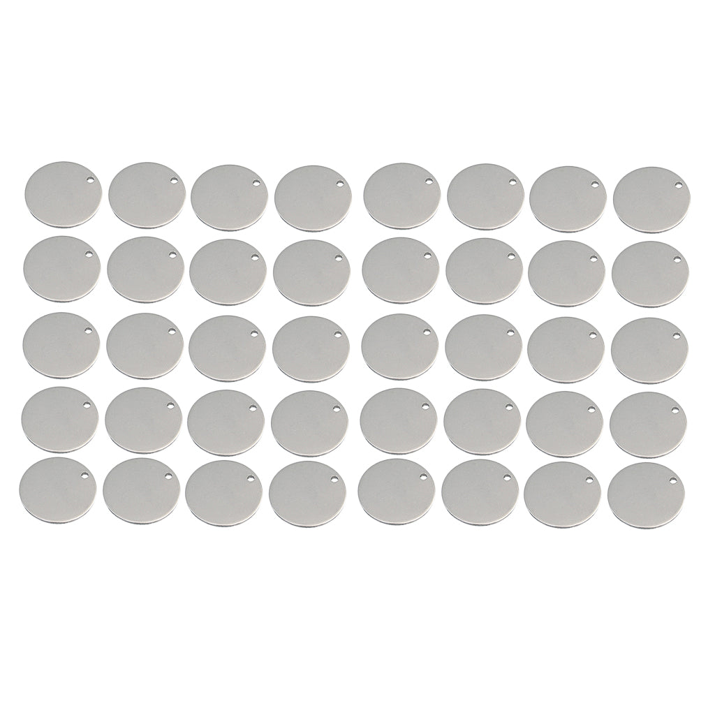 40x Round Stainless Steel Tag Findings Pet Identification Metal Blank 15mm