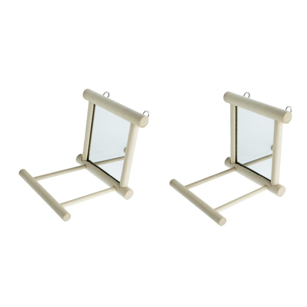 2 pcs Swing Parrot Cage Toys Swing Hanging Play with Mirror Landing Perch