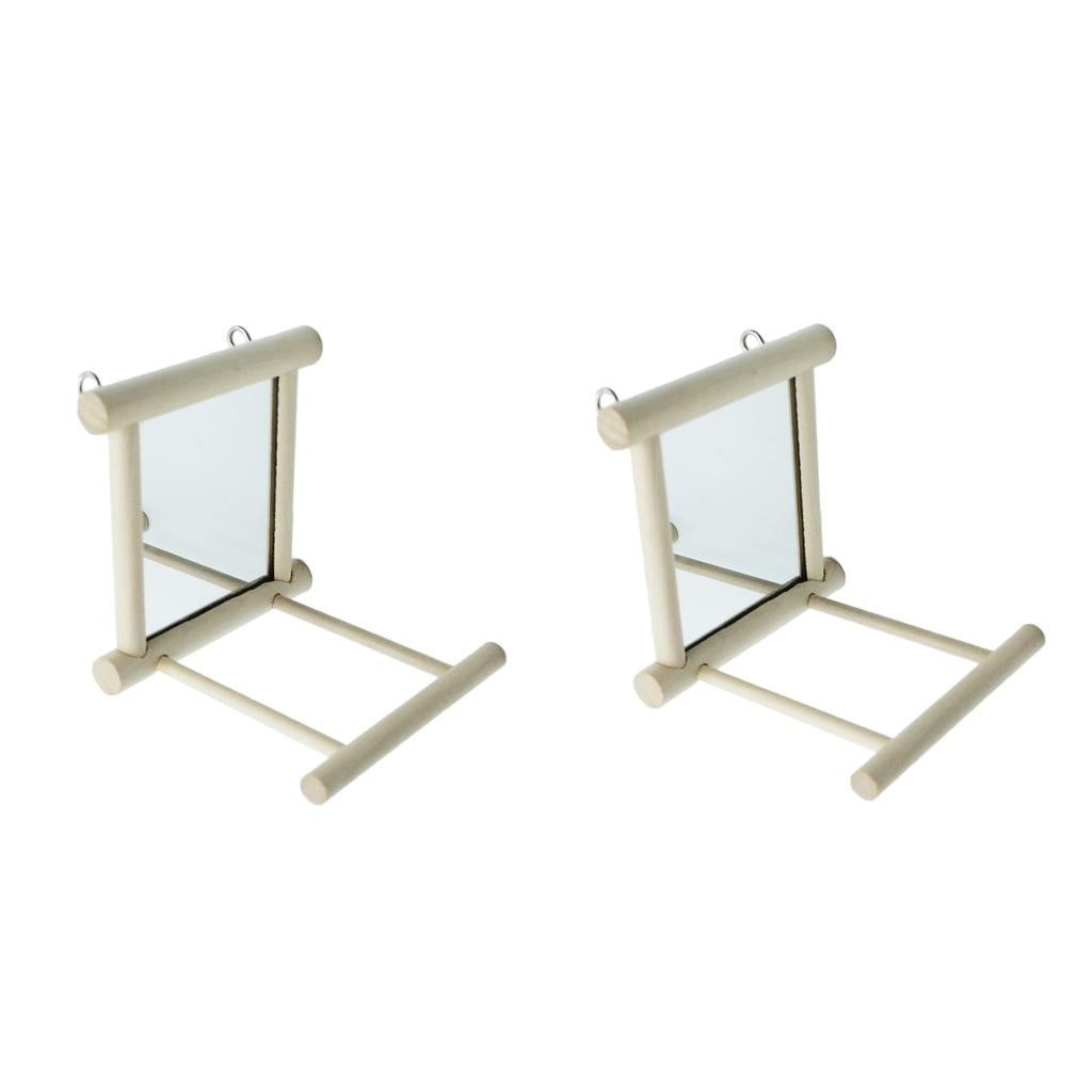 2 pcs Swing Parrot Cage Toys Swing Hanging Play with Mirror Landing Perch