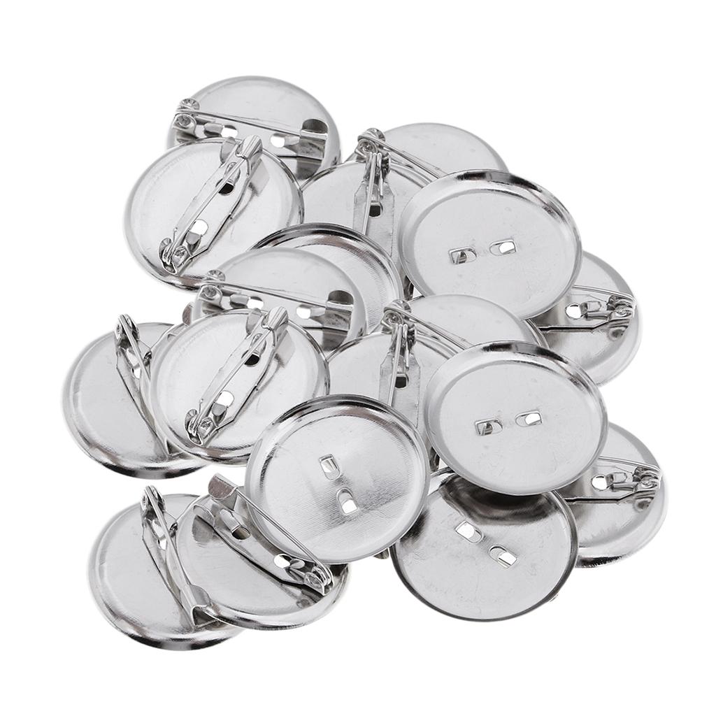 20 Pieces Brooch Blank Lapel Pin Badge Base Pin-Back Button Base 23MM Metal