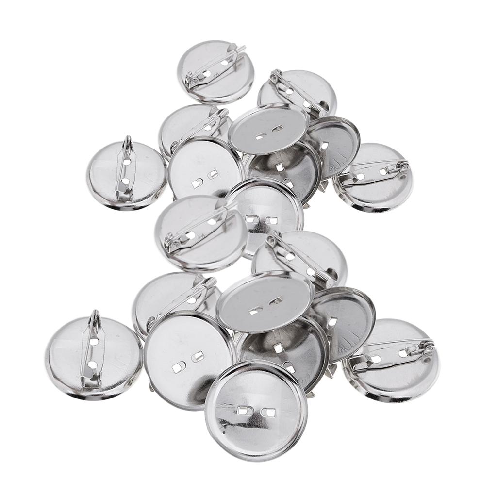 20 Pieces Brooch Blank Lapel Pin Badge Base Pin-Back Button Base 23MM Metal