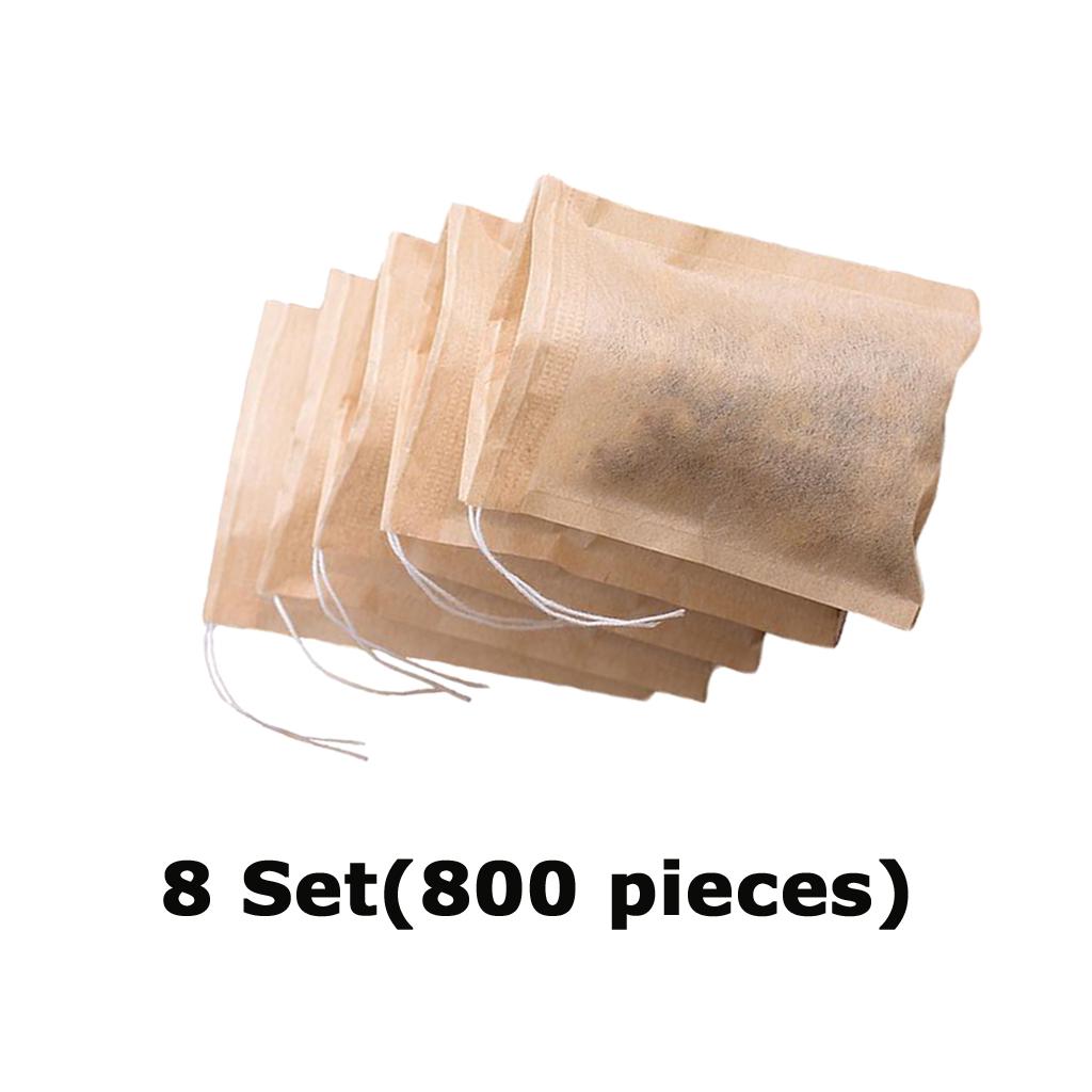 8 Set for 800pcs Empty Tea Filter Bags Loose Herbs Teabag Drawstring 7x5cm