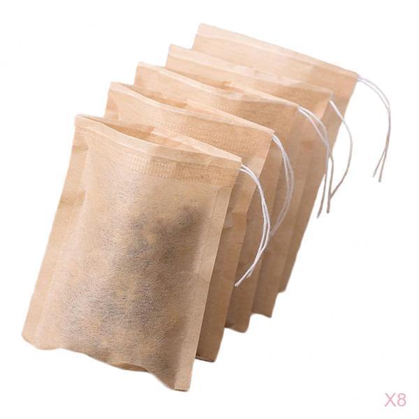 8 Set for 800pcs Empty Tea Filter Bags Loose Herbs Teabag Drawstring 7x5cm