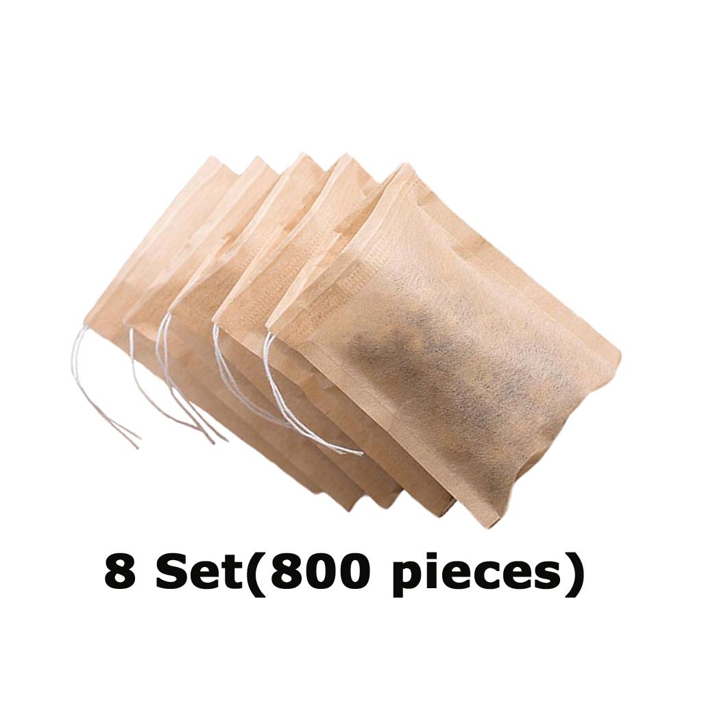 8 Set for 800pcs Empty Tea Filter Bags Loose Herbs Teabag Drawstring 7x5cm