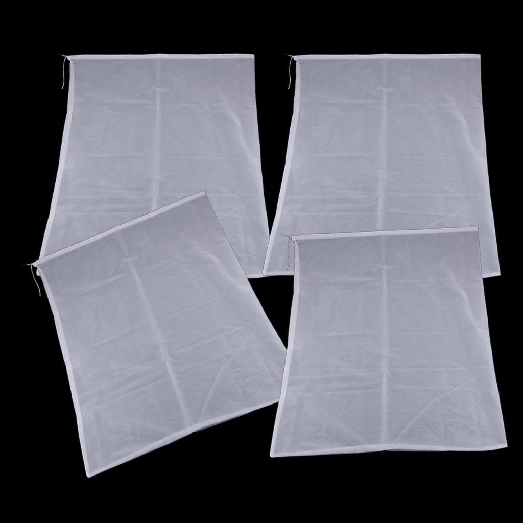 4 Pcs Milk Coffee Juice Reusable Nylon Mesh Strainer Filter Bag 60x70cm