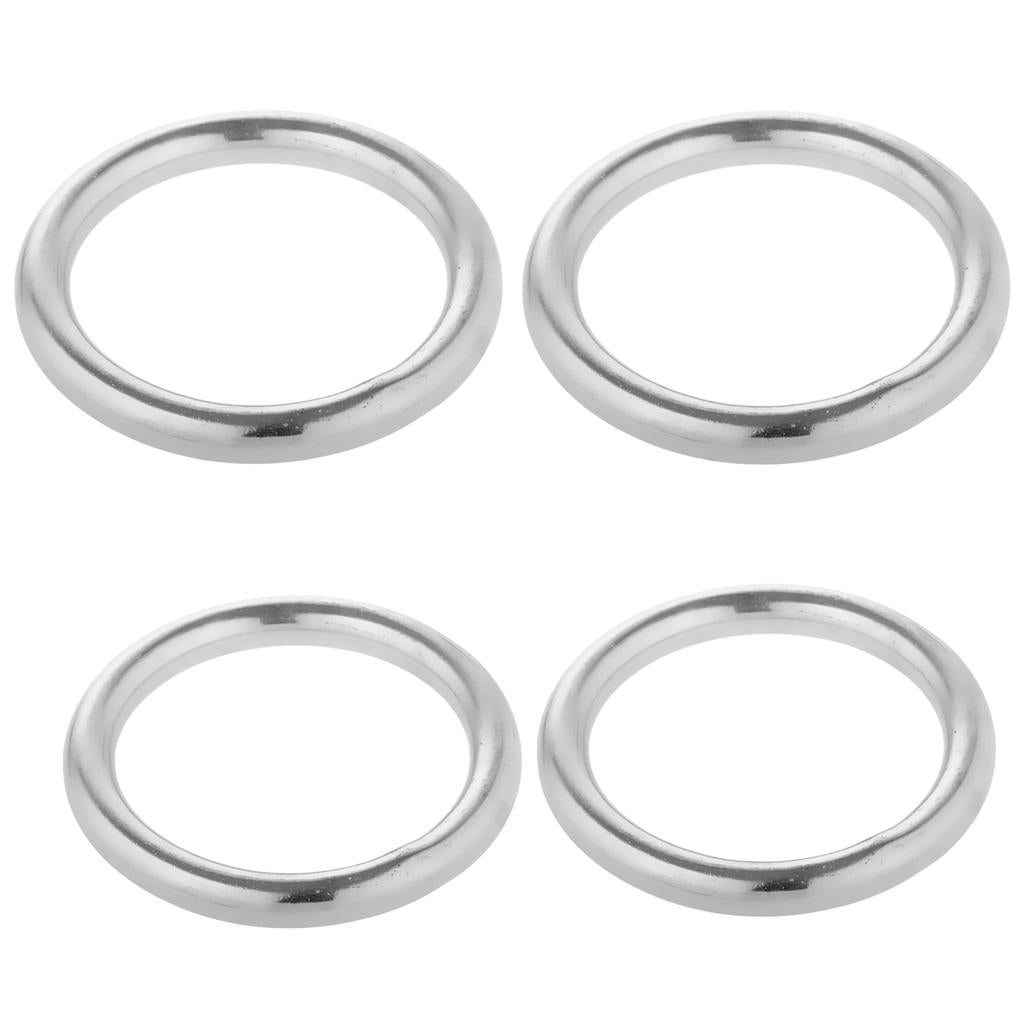 4 Pieces 2-Size Smooth Welded Polished Boat Marine Stainless Steel O Ring