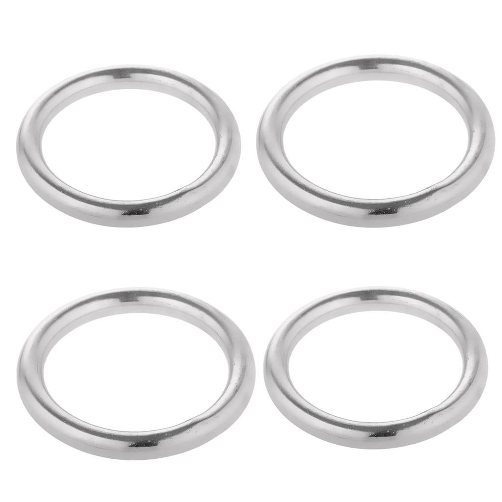4 Pieces 2-Size Smooth Welded Polished Boat Marine Stainless Steel O Ring