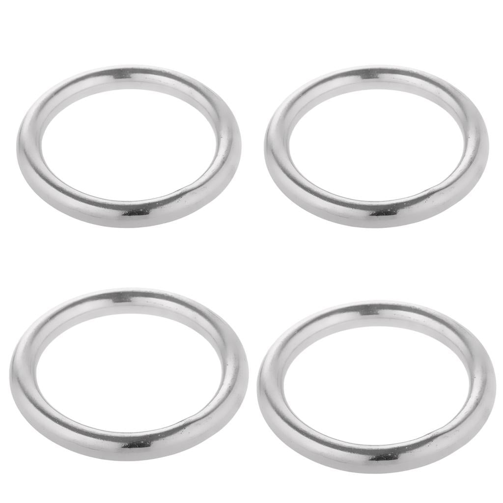 4 Pieces 2-Size Smooth Welded Polished Boat Marine Stainless Steel O Ring