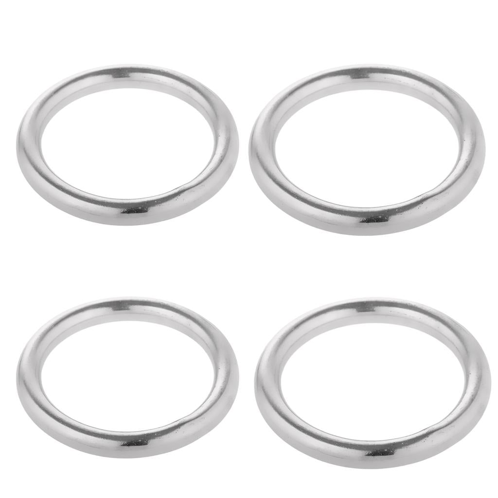 4 Pieces 2-Size Smooth Welded Polished Boat Marine Stainless Steel O Ring