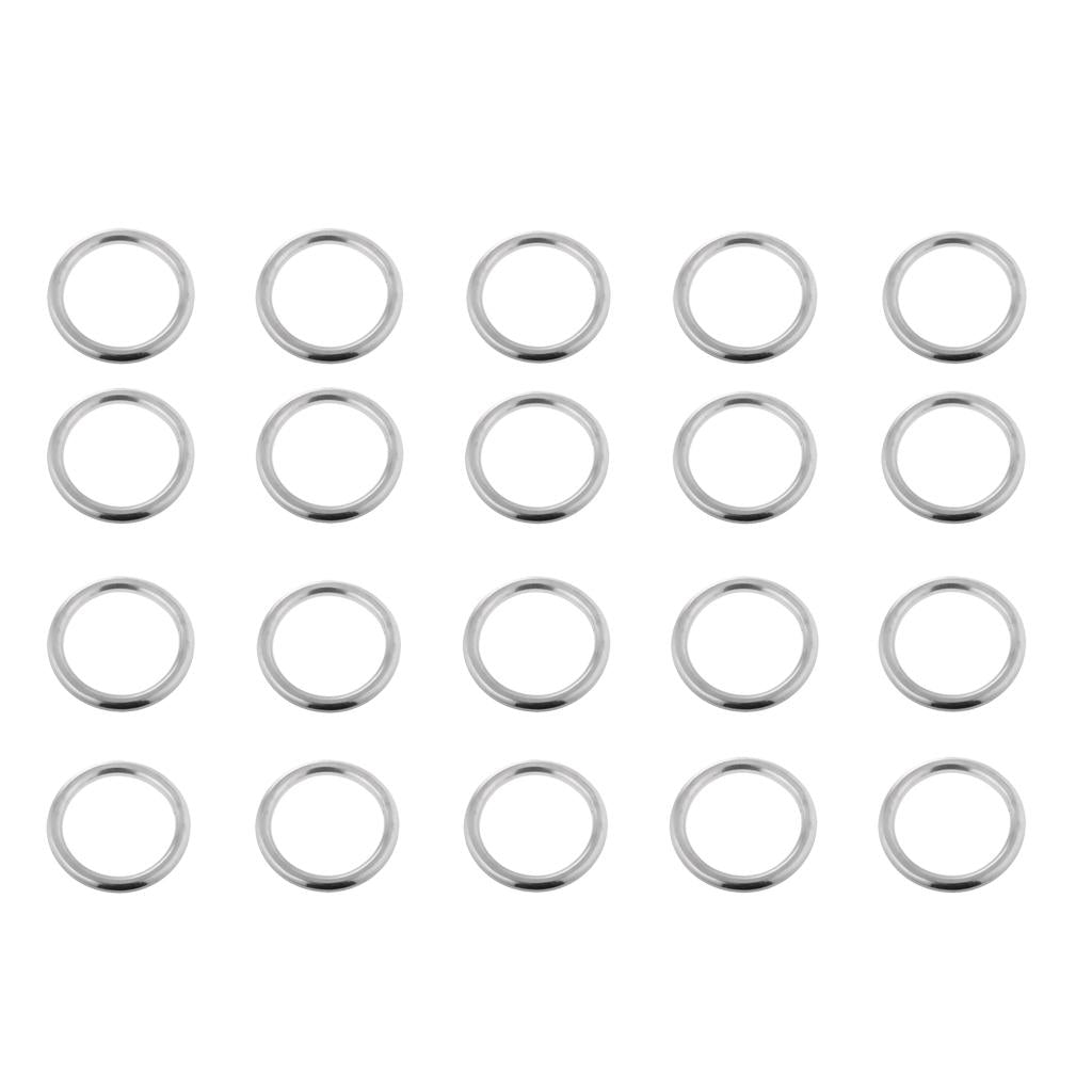 20 Piece 2-Size Smooth Welded Polished Boat Marine Stainless Steel O Ring