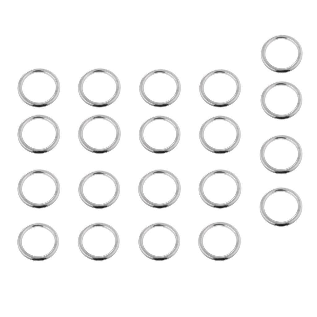 20 Piece 2-Size Smooth Welded Polished Boat Marine Stainless Steel O Ring