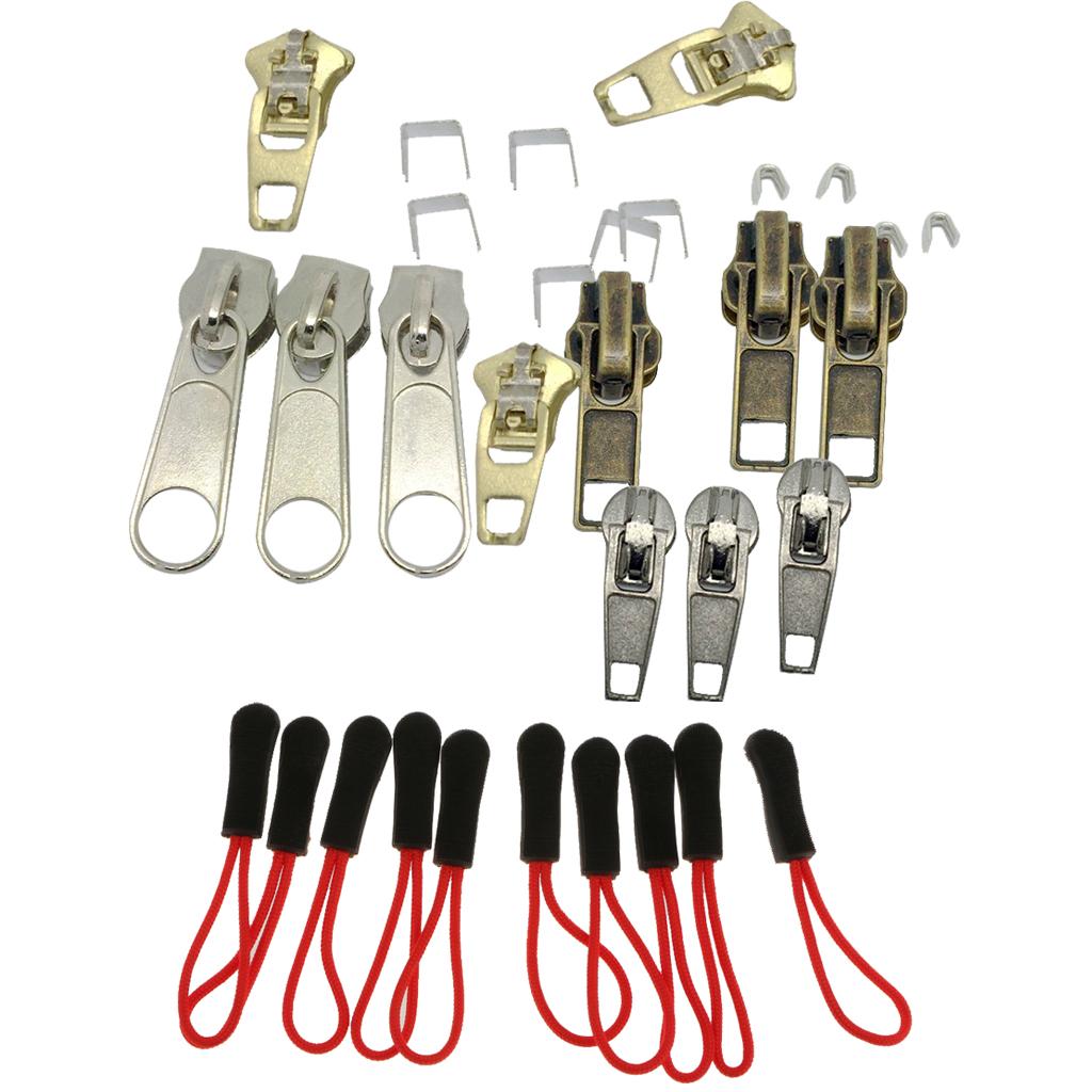 32Pcs Mixed Zipper Repair Kit Zip Slider Stop Replacement Fix Zipper Stop