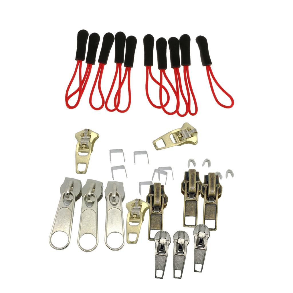 32Pcs Mixed Zipper Repair Kit Zip Slider Stop Replacement Fix Zipper Stop