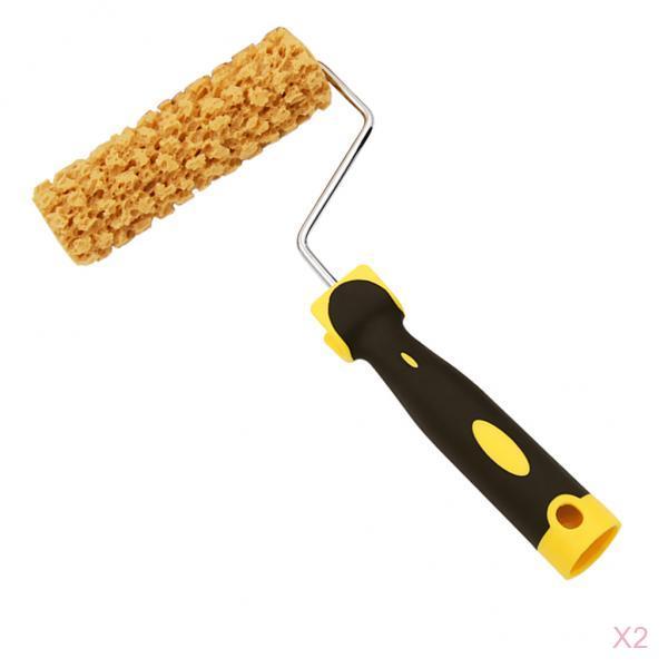 2 Pieces Wall Decorative Paint Roller Foam Sponge Painter Brush with Handle