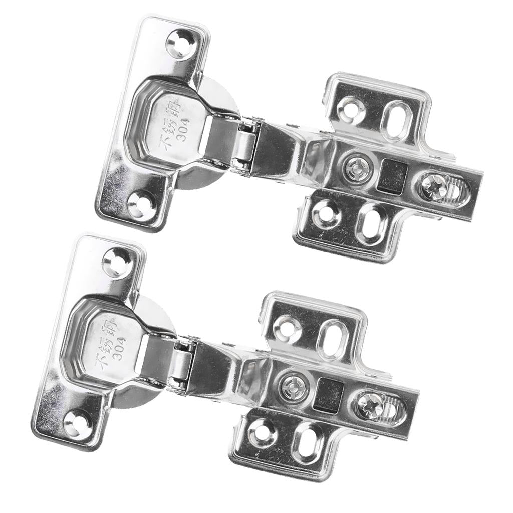 2 Pieces Stainless Steel Cabinet Cupboard Door Hinge Furniture Hardware