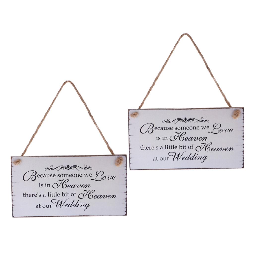 2Pcs Because Someone We love is in Heaven Wedding Sign Hanging Plaque