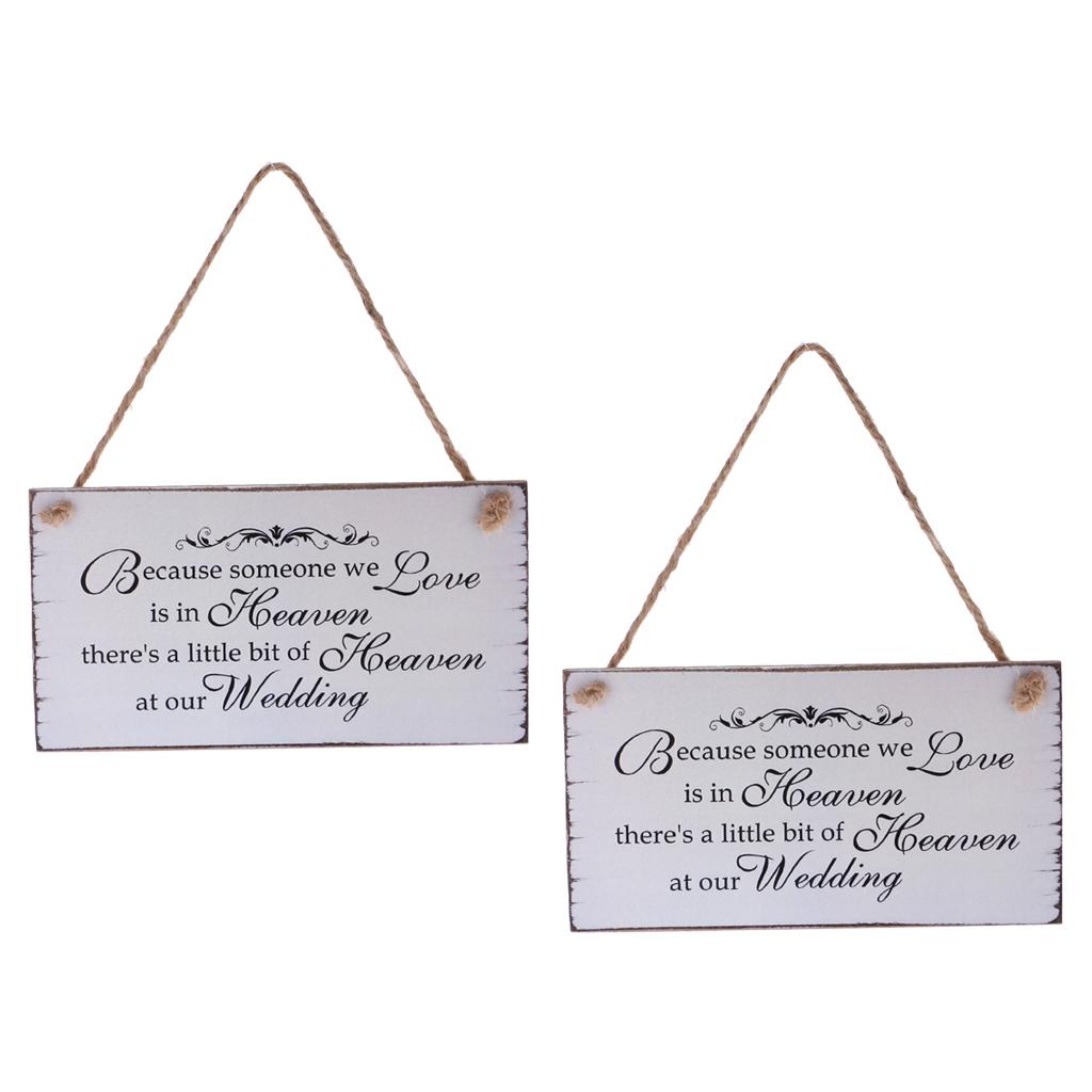 2Pcs Because Someone We love is in Heaven Wedding Sign Hanging Plaque