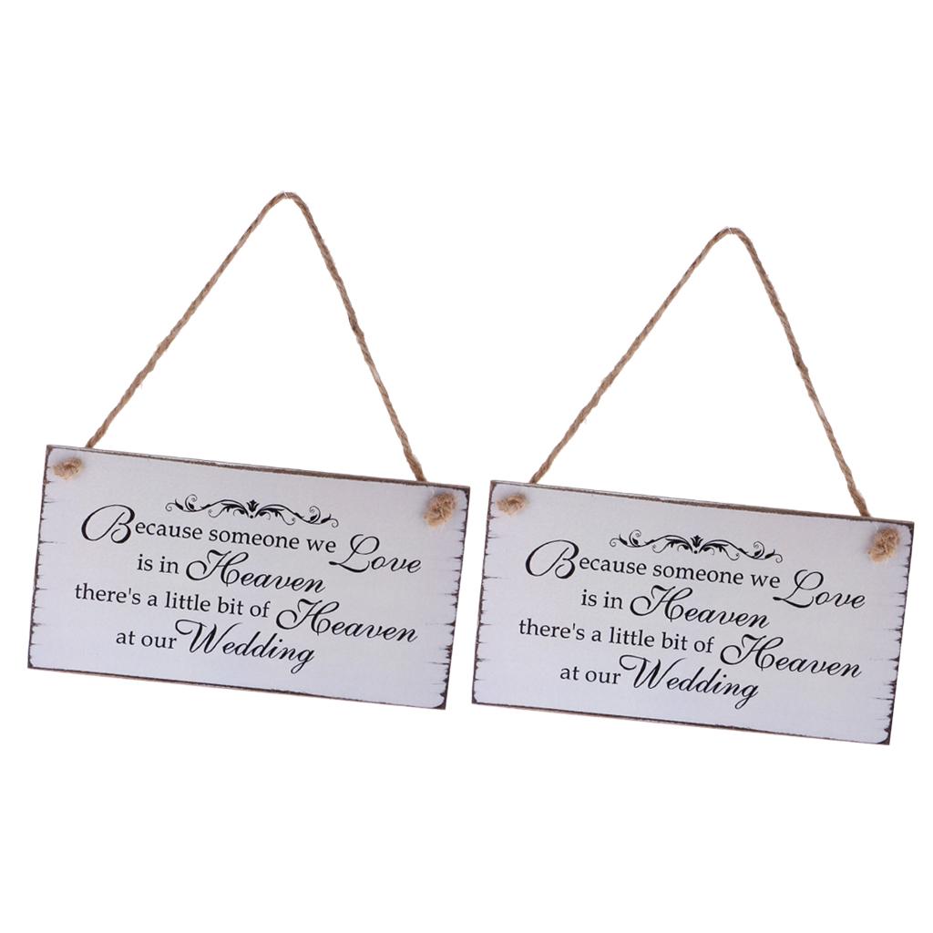 2Pcs Because Someone We love is in Heaven Wedding Sign Hanging Plaque