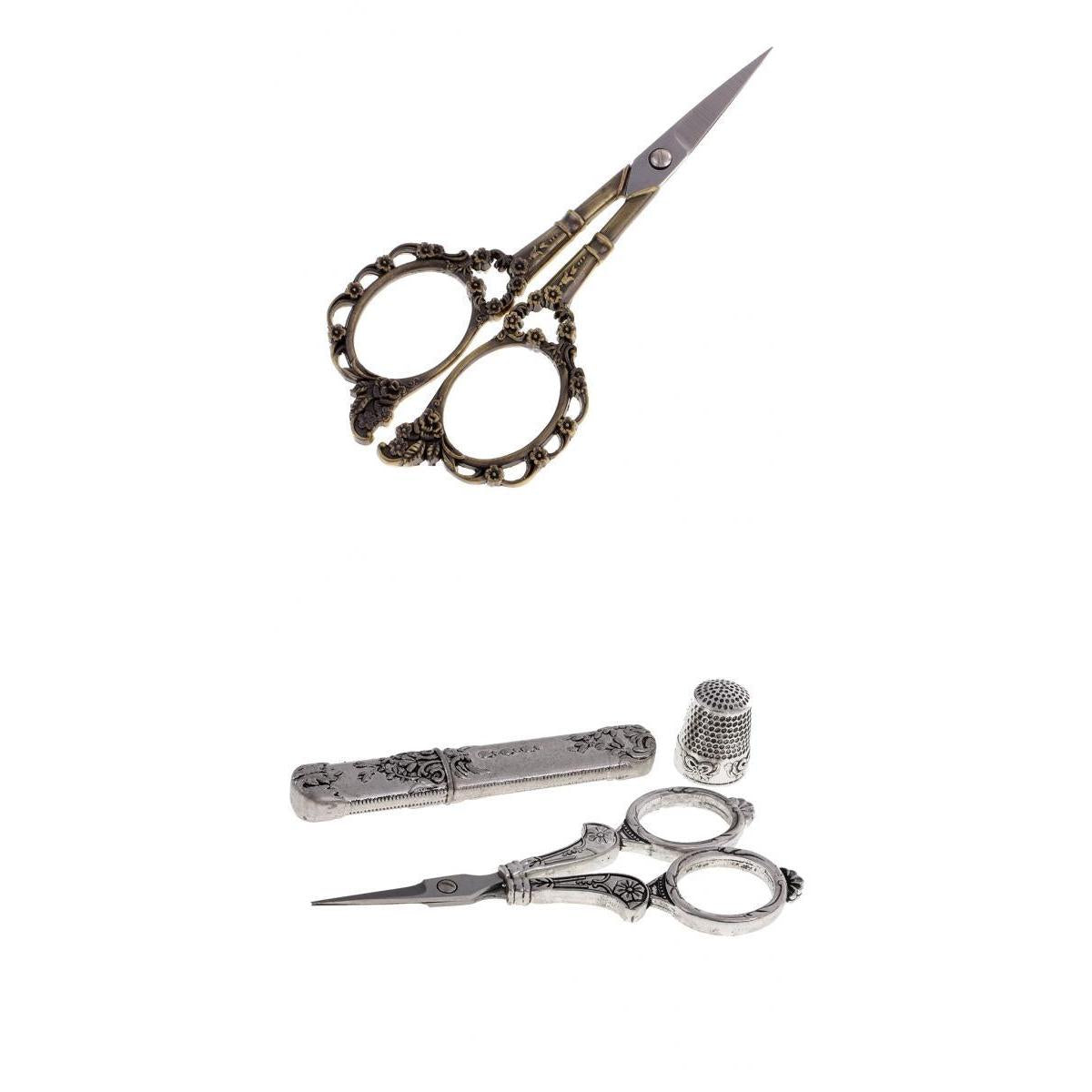 4Pcs European Vintage Sewing Kit Scissors Thimble Needle Case Sewing Tools