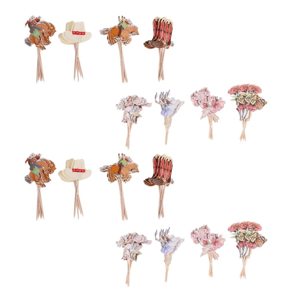 4 Set 96 Pieces Cupcake Toppers Cake Picks Birthday Party Decoration