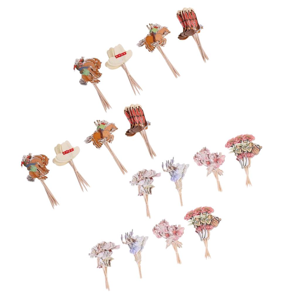 4 Set 96 Pieces Cupcake Toppers Cake Picks Birthday Party Decoration