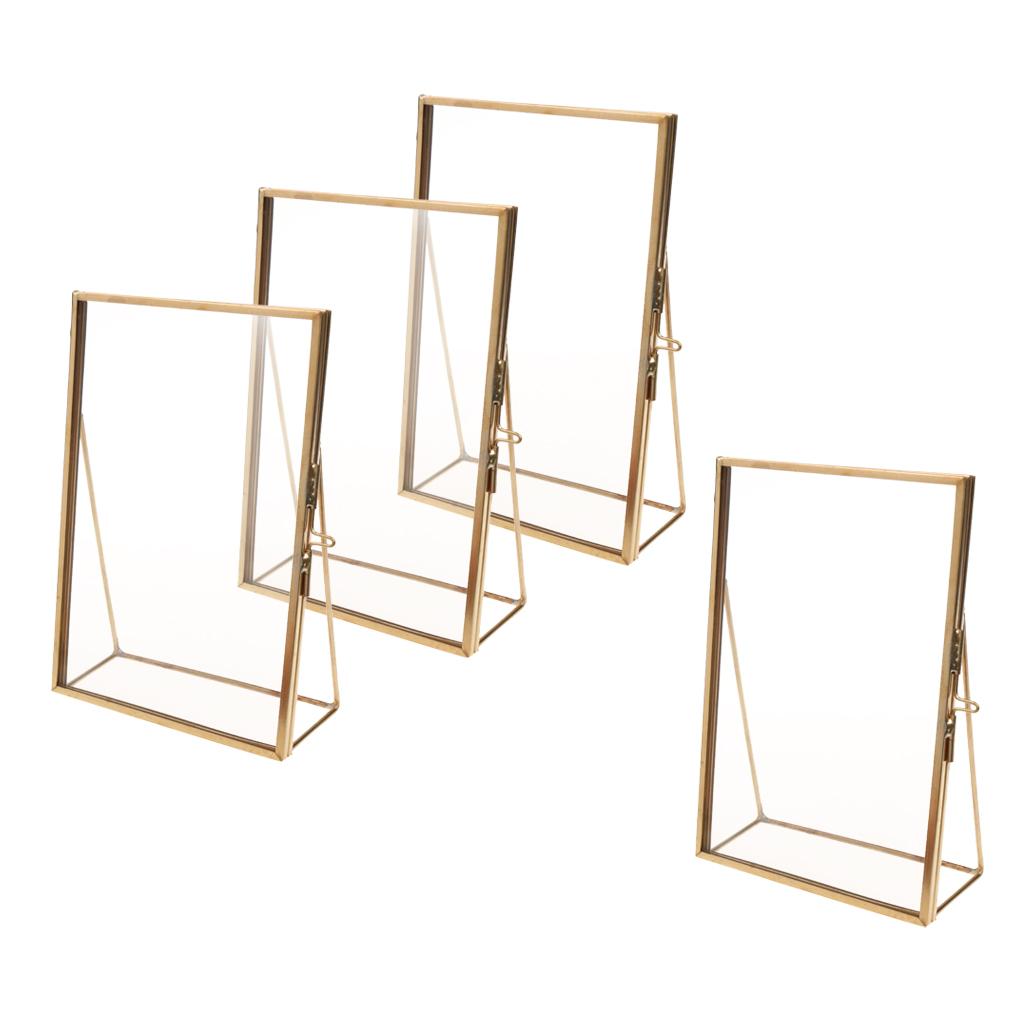 4 Pieces Modern Wall Hanging Hexagon Glass Displaying Photo Frame Gold