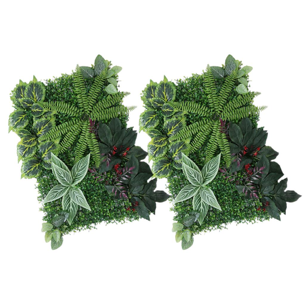 2 Pieces Artificial Plants Lawn Foliage Pillar Wedding Venue Wall Decor B