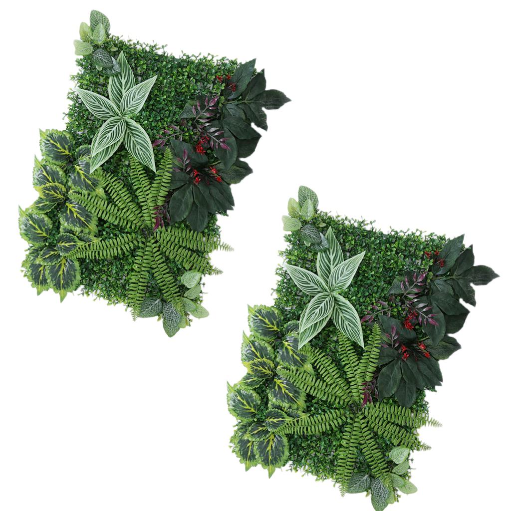 2 Pieces Artificial Plants Lawn Foliage Pillar Wedding Venue Wall Decor B