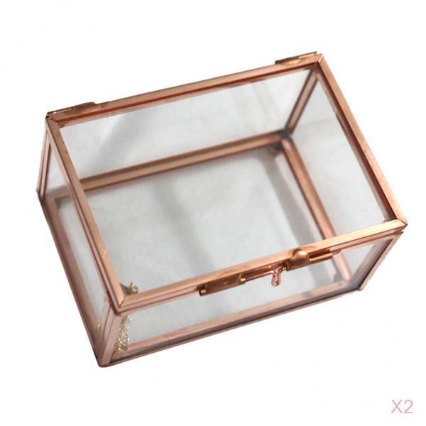 2 Pieces Glass Geometric Terrarium Succulent Air Plants Container Planter