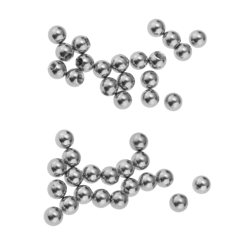 40 Piece Stainless Steel Piercing Jewelry 3mm 4mm Balls fit 16 Gauge Silver