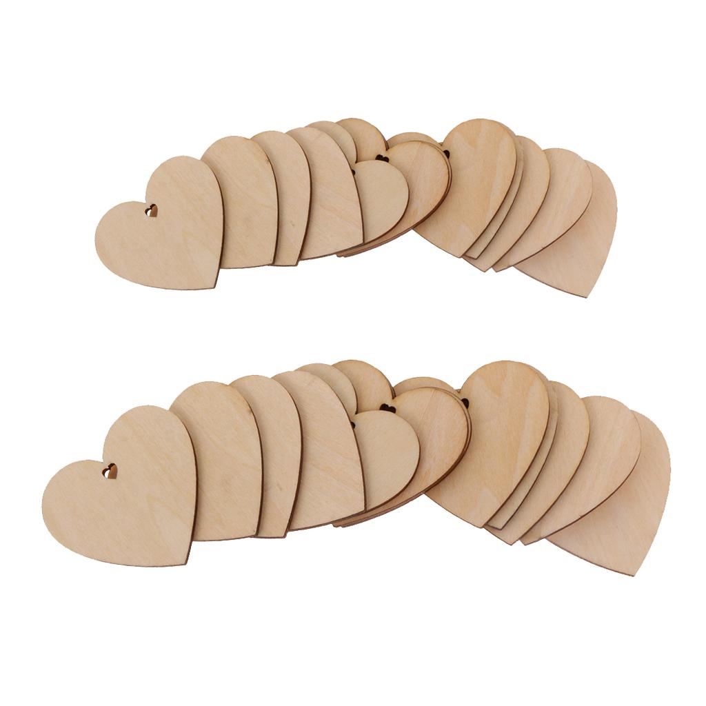 75 Pieces Heart Unfinished Wood Pieces with Hole for Art DIY Craft 60mm 80mm
