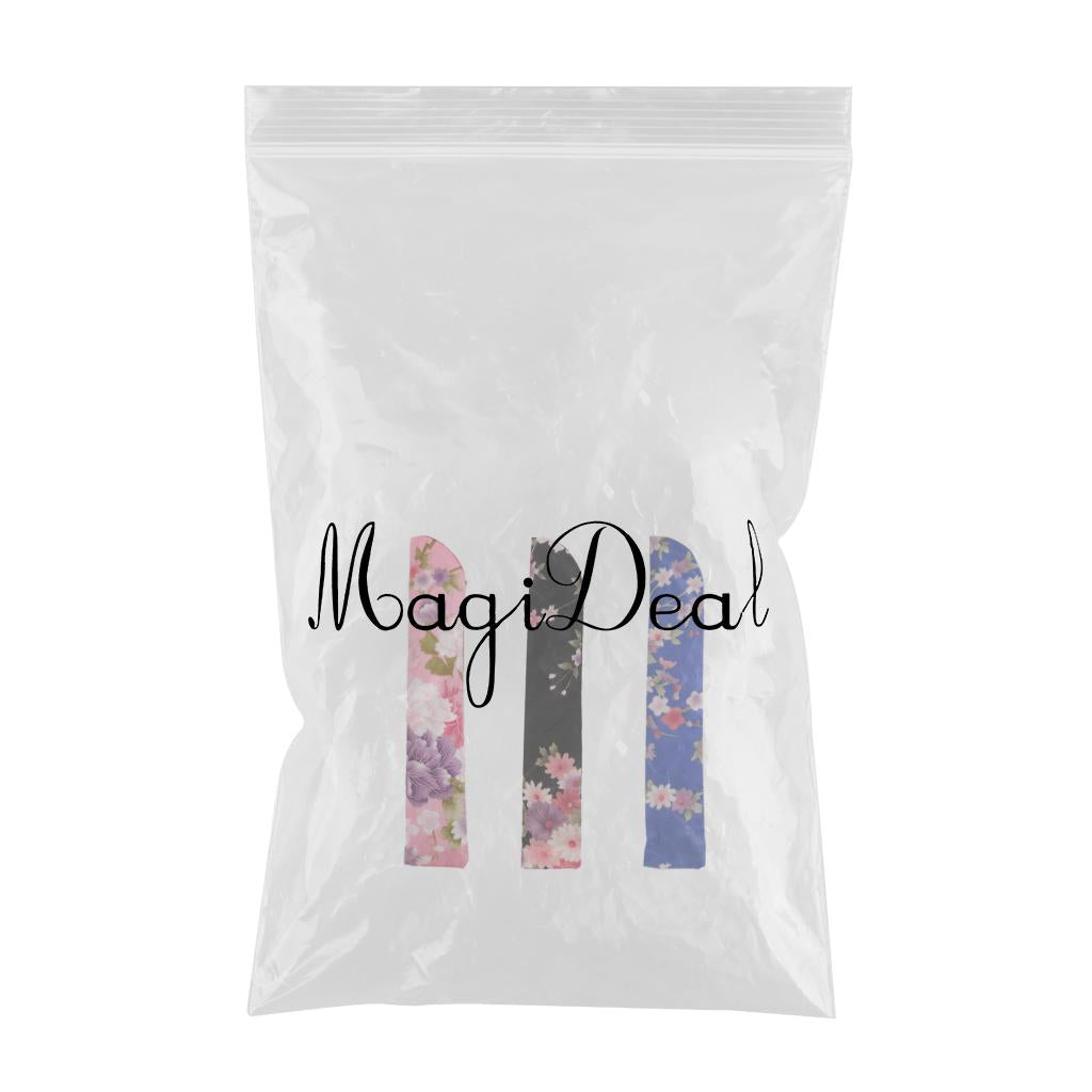 3Pcs Chinese Style Floral Pocket Fan Folding Silk Bag Holder Protector Pouch