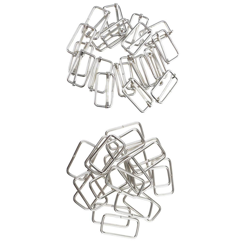 40Pcs Metal Square Buckle Connector for DIY Bag Craft Silver
