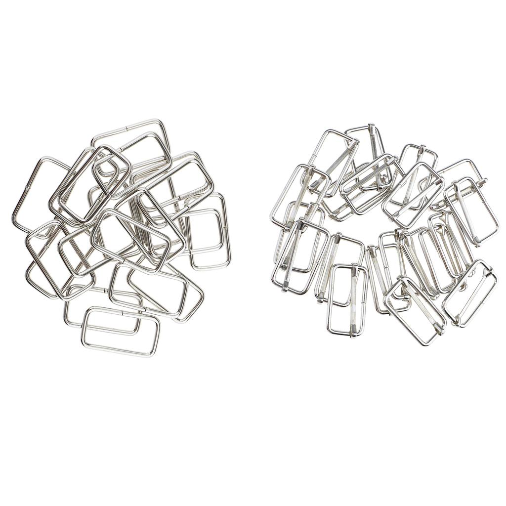 40Pcs Metal Square Buckle Connector for DIY Bag Craft Silver
