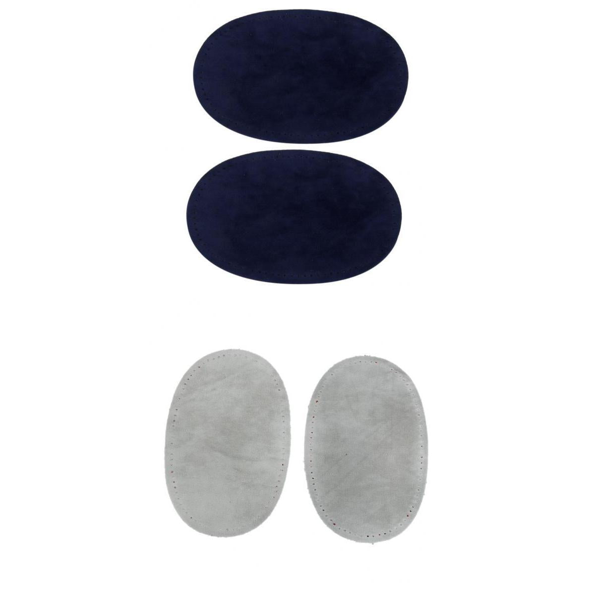 2 Pairs Sew-On Oval Elbow/Knee Patches Repair Sewing Applique Grey/Blue